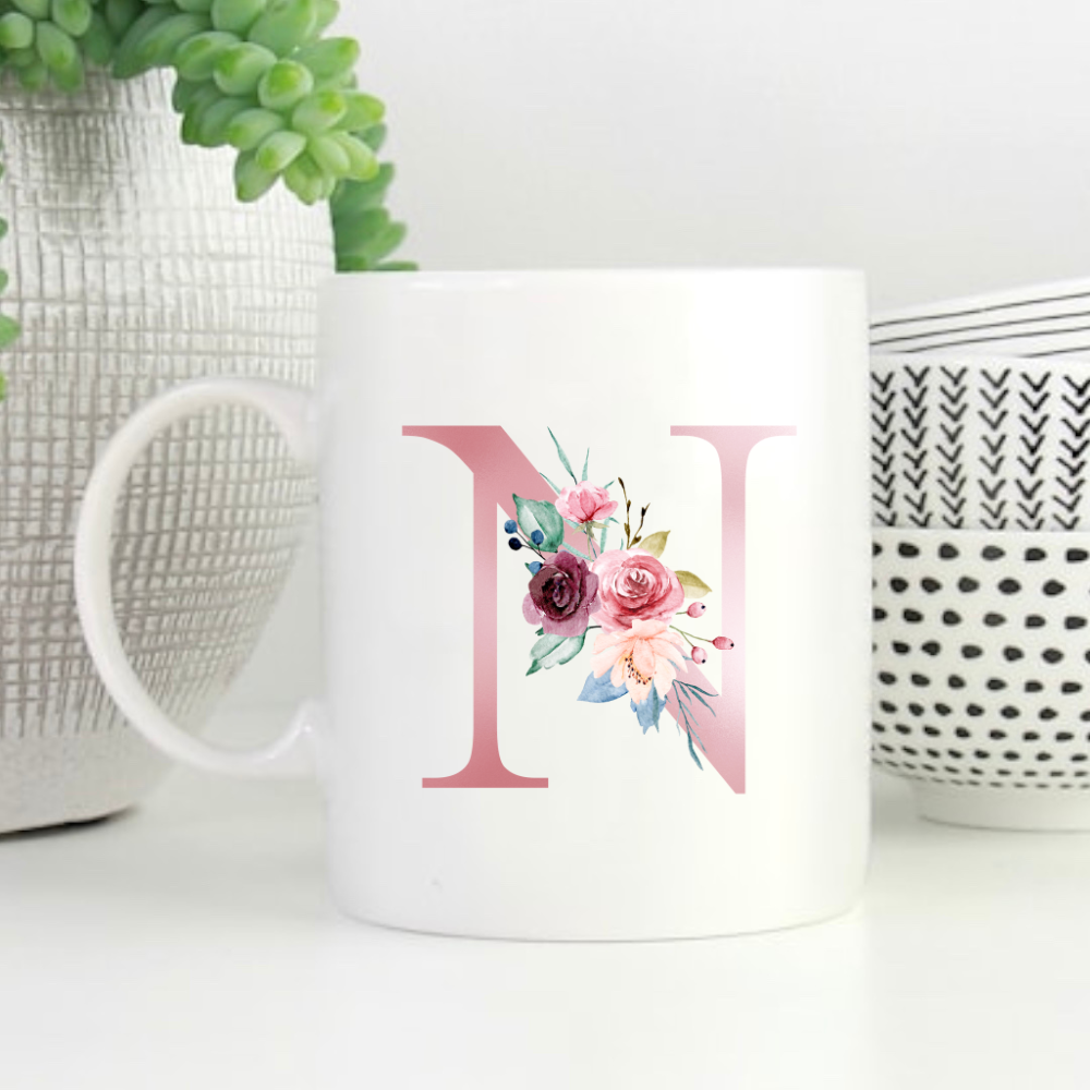 Floral Initial Mug