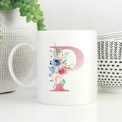 Floral Initial Mug