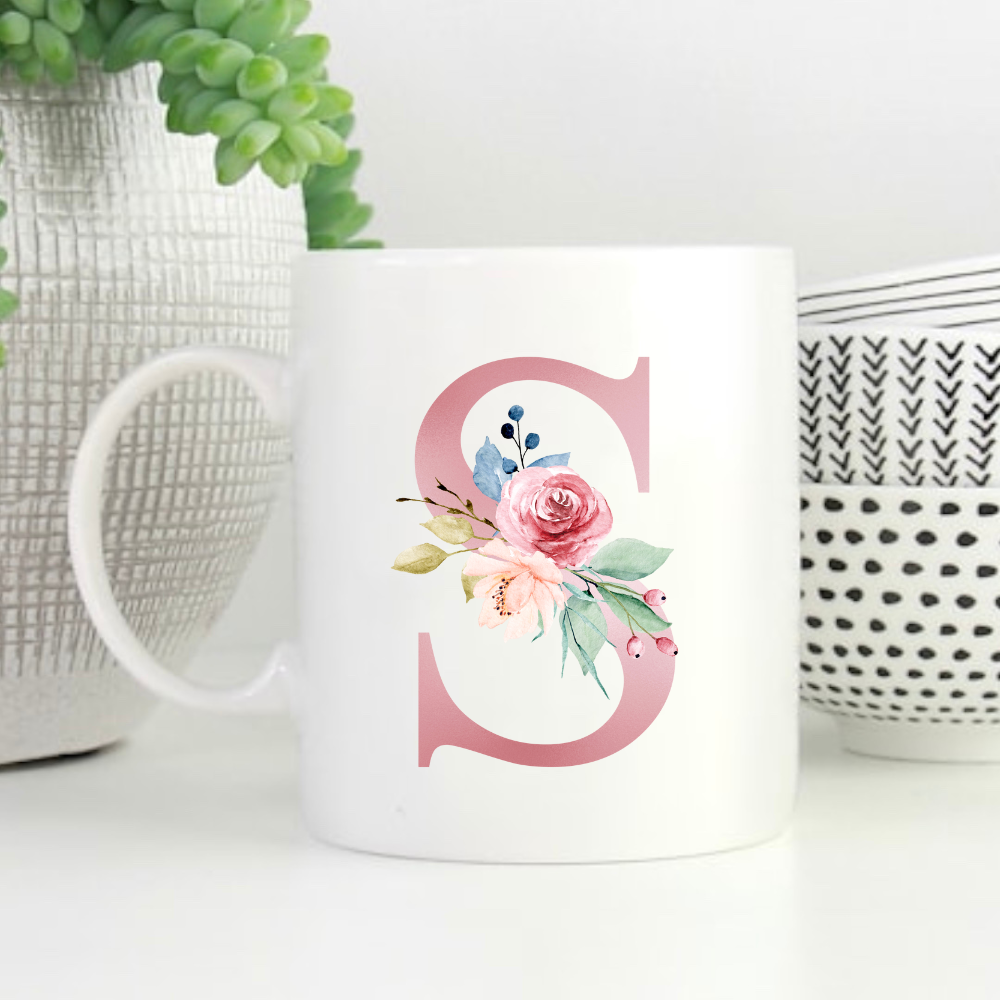 Floral Initial Mug