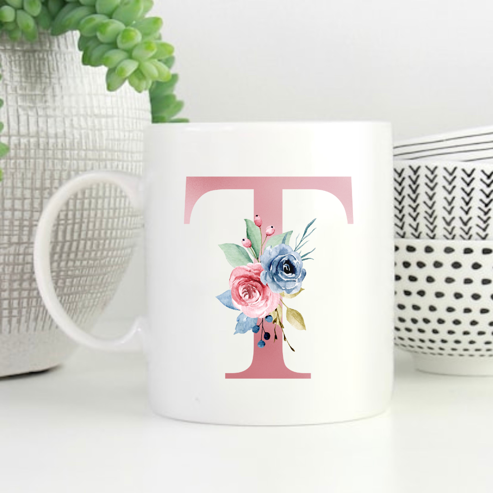 Floral Initial Mug