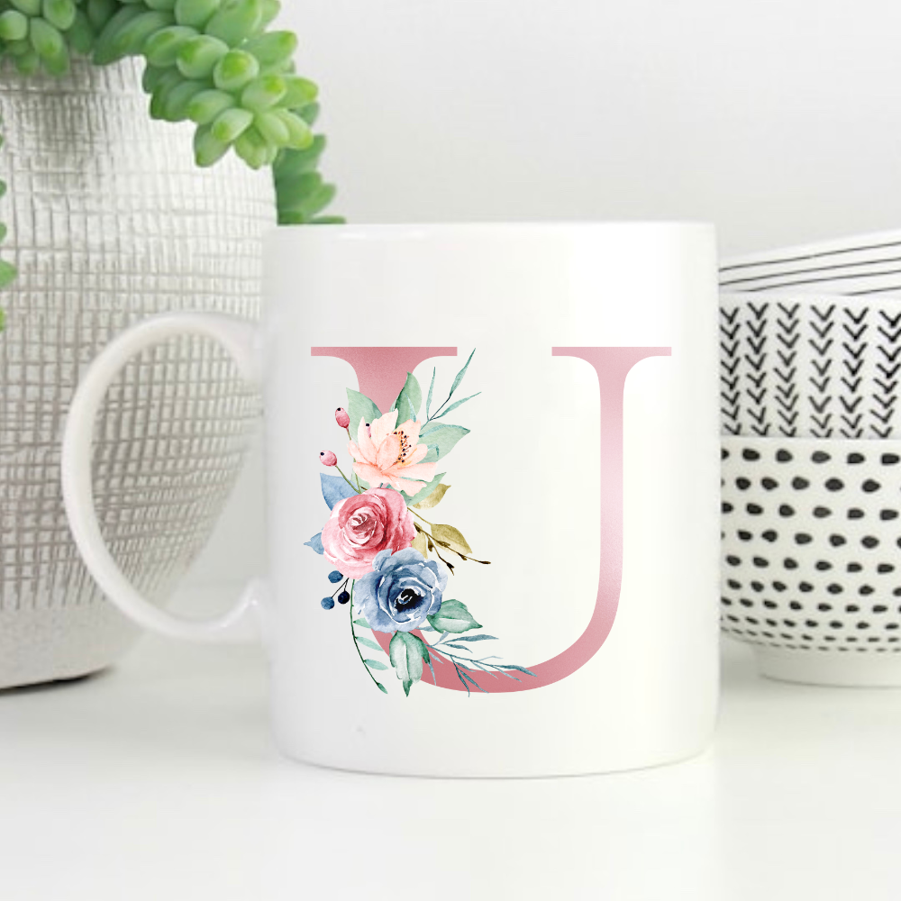 Floral Initial Mug